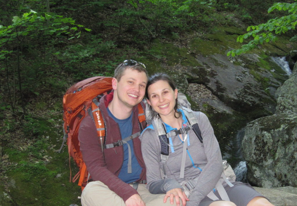 K and T backpacking in Shenandoah along White Rocks Trail