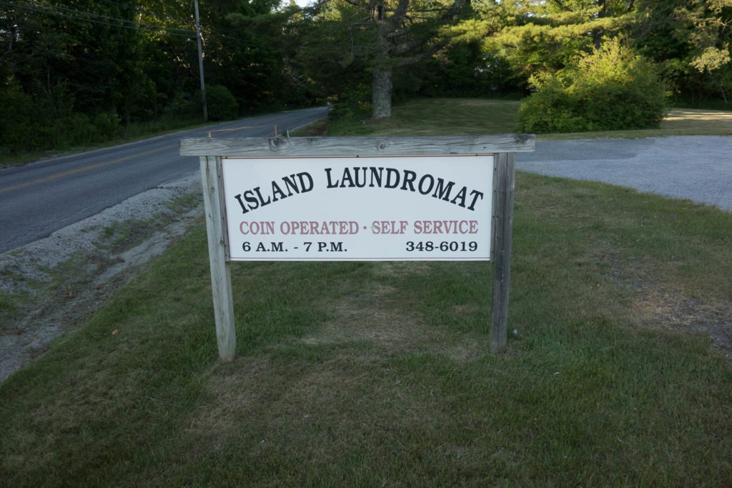 Acadia: Island Laundromat Sign in Stonington