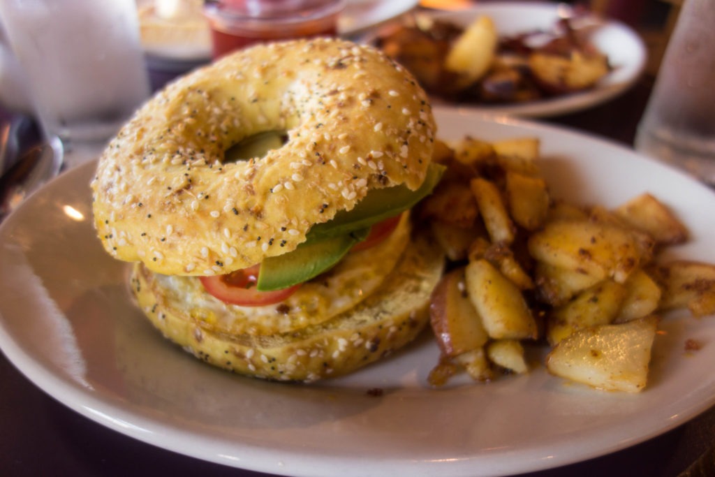 Acadia: Avocado and egg bagel sandwich at Sips in Southwest Harbor