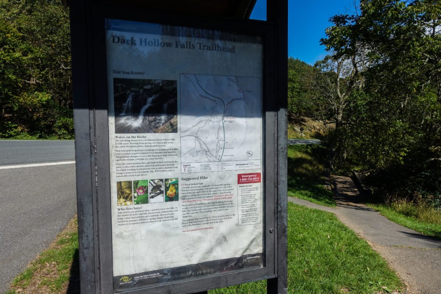 Shenandoah: Dark Hollow Falls Trailhead Sign