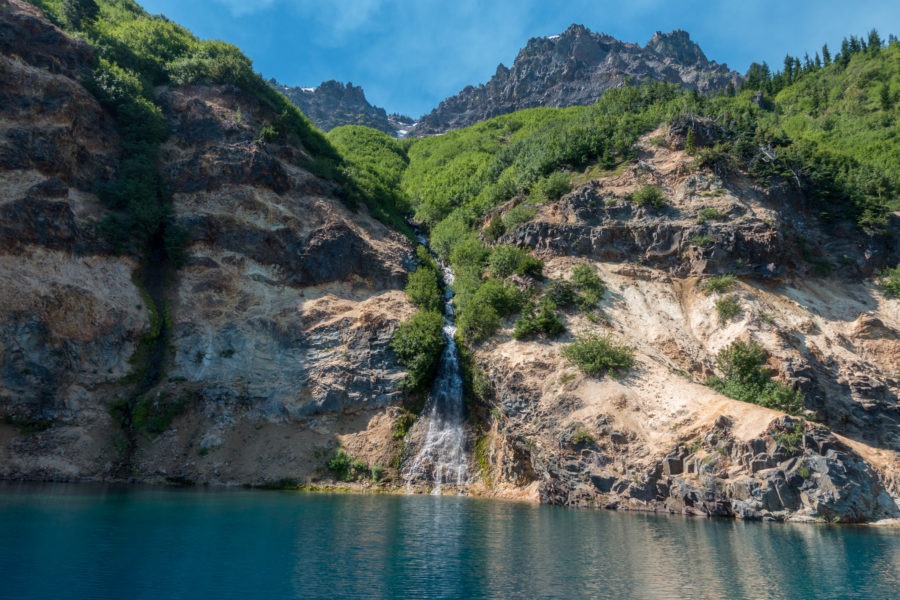 Crater Lake: Waterfall Into Lake