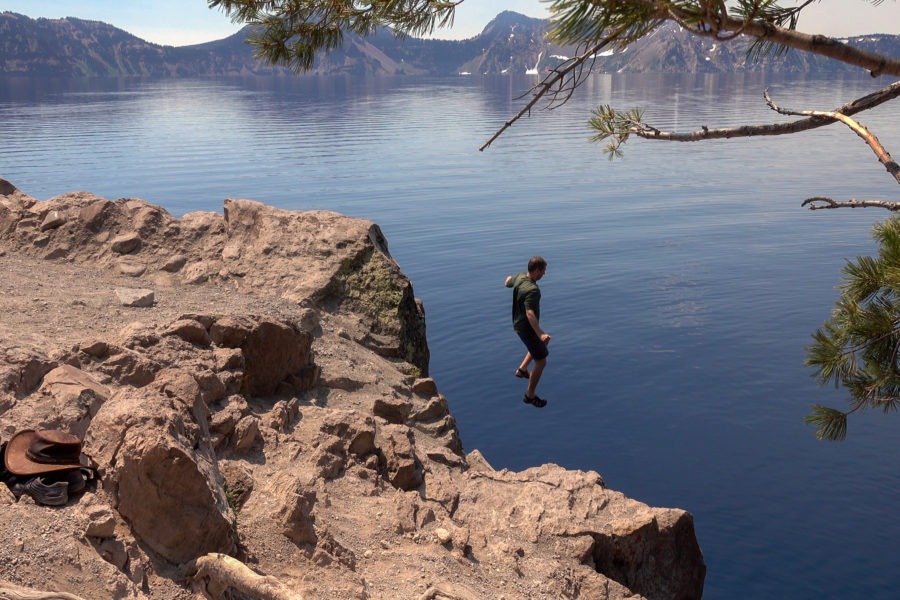 Crater Lake: Travis Jumping into the Lake