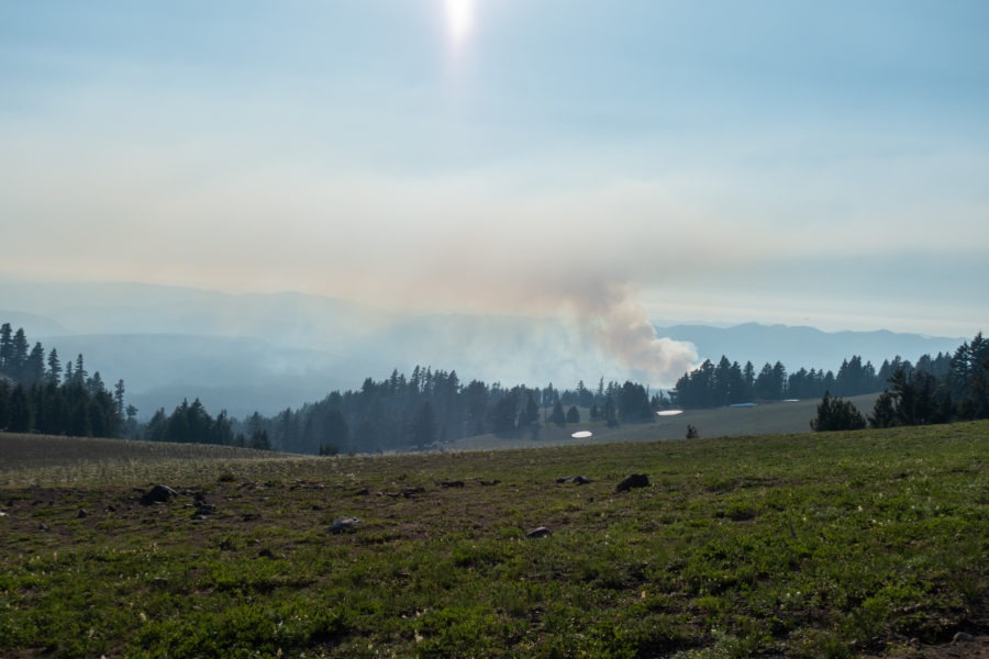 Crater Lake: View of Wildfire From Watchman Peak Parking Lot