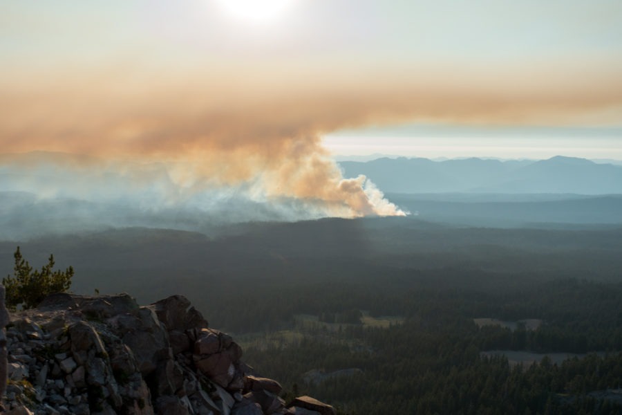 Crater Lake: View of Wildfire from Watchman Peak