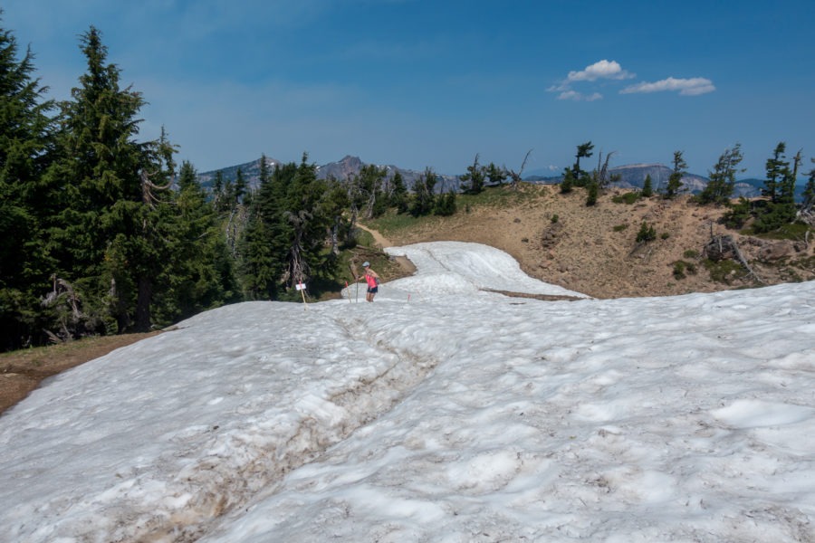 Crater Lake: Crossing a Snow Field in July on Garfield Peak Trail