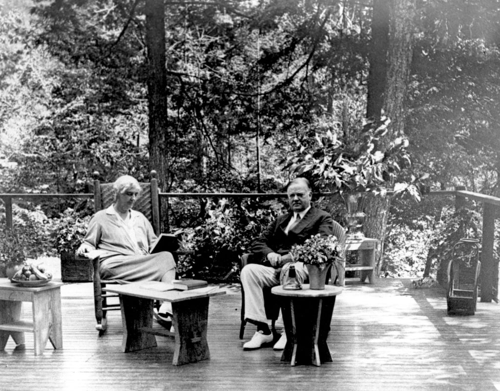 Shenandoah: Herbert and Lou Henry Hoover seated on a Porch at Rapidan Camp (NPS)