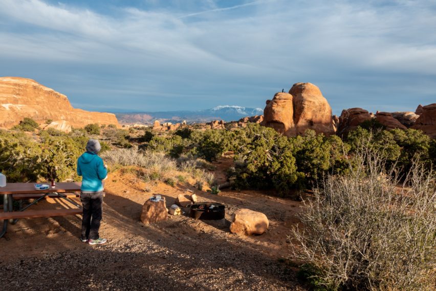 Arches: Cooking and View at Devils Garden Campground