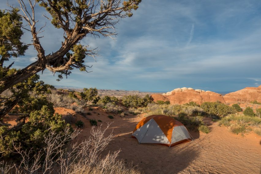 Arches: Our Tent at Site 24 in Devils Garden Campground