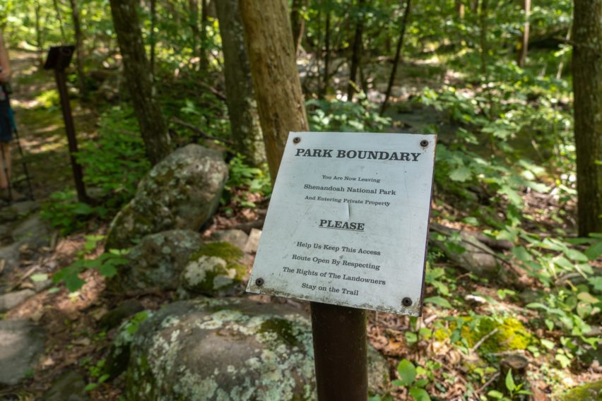 Shenandoah: Park Boundary on Nicholson Hollow Trail