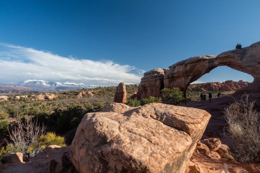 Arches: View of Broken Arch with La Sals