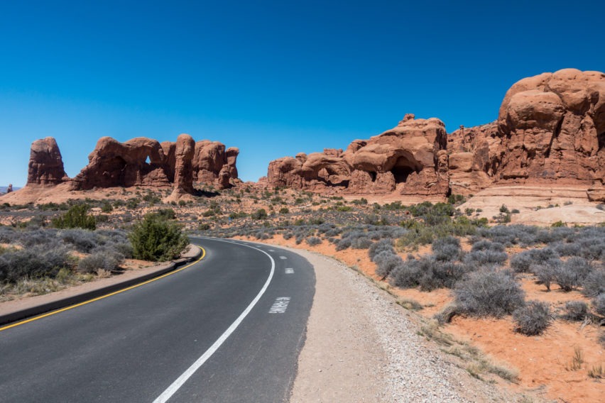 Arches: Walking Along To Double Arch Along Road