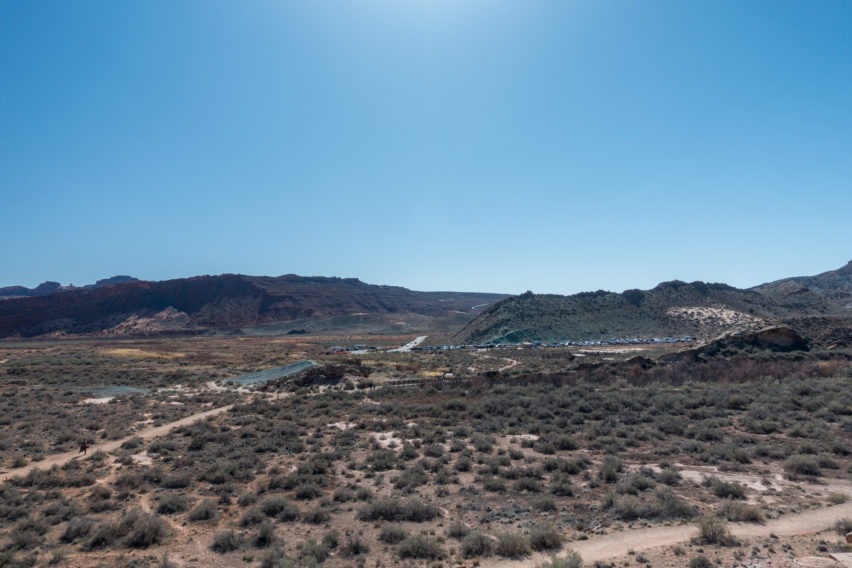 Arches: View Back at Parking Lot on Delicate Arch Trail