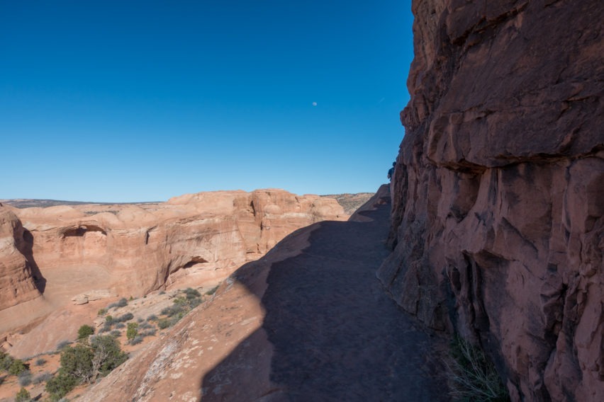 Arches: Narrow Cliff Trail Almost to Delicate Arch